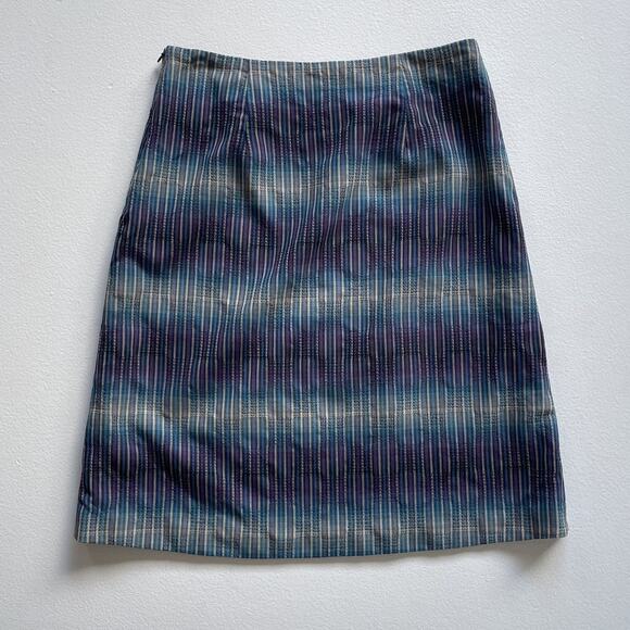 Pendleton 100% Wool Blue Plaid Woven Pencil Skirt Side Zip Preppy Sz 6 Petite - Picture 2 of 8